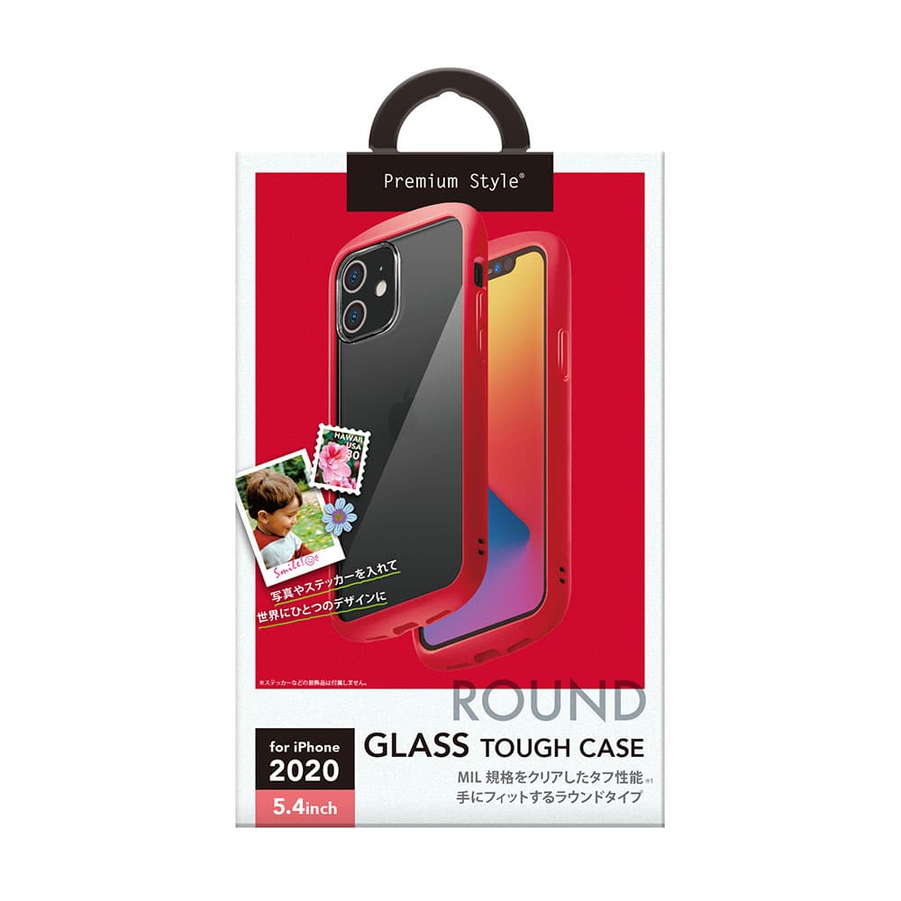 iPhone 12 mini用 ガラスタフケース ラウンドタイプ レッド