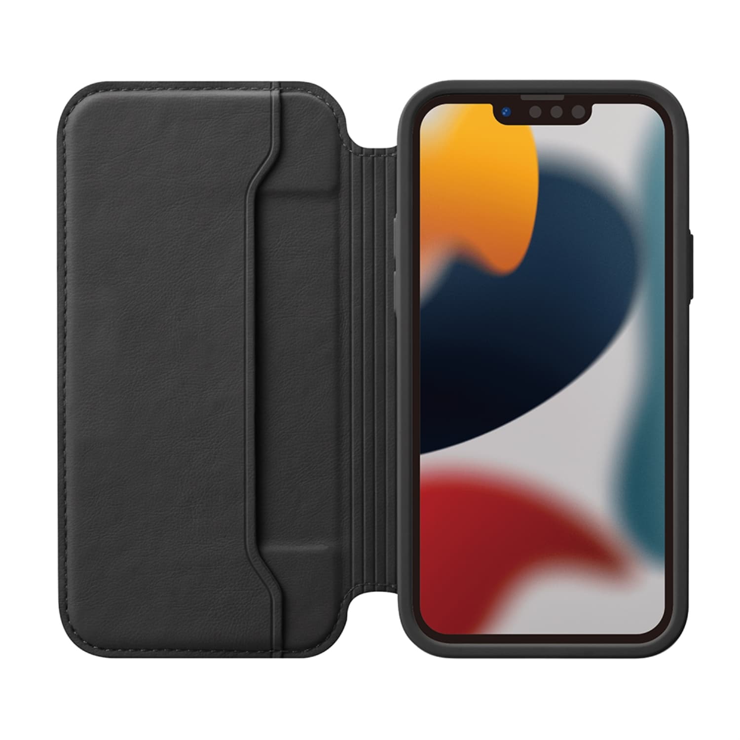 iPhone 13 Pro用 ガラスフリップケース キルティング調ブラック