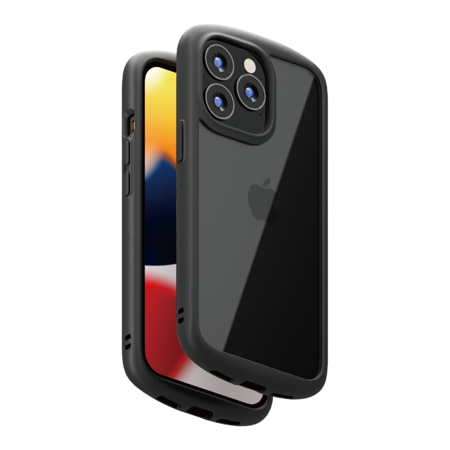 iPhone 13 Pro Max用 ガラスタフケース ラウンドタイプ ブラック 