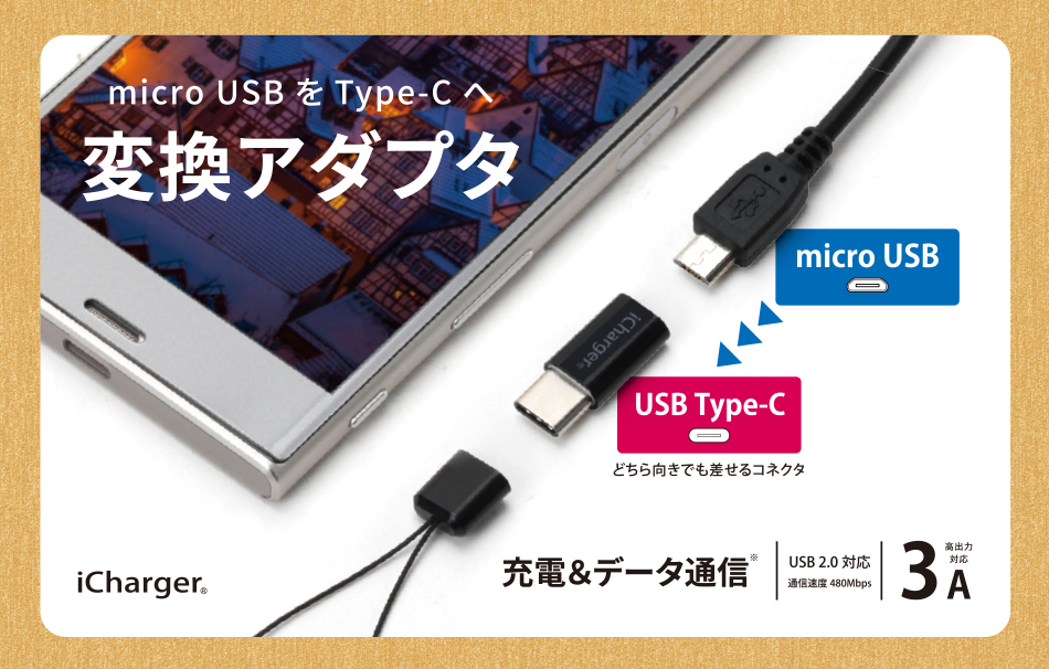 USB Type-C – micro USB 変換アダプタ